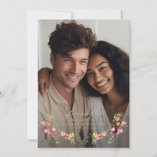 Bloemenfoto Subtiel lijst Save the Date Wedding Kaart (Voorkant)