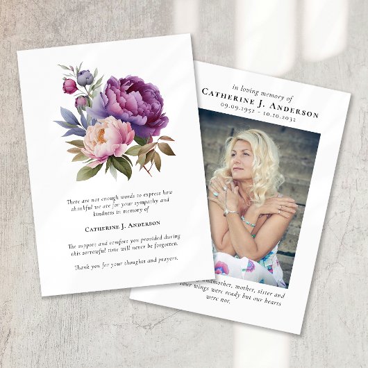 Bloemenfoto Sympathy Funeral Memorial Bedankkaart