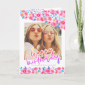 Bloemenfoto waterverf Verjaardag Vrouwen mode Kaart (Voorkant)