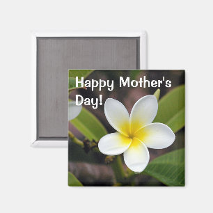 Bloemenfoto Witte en gele Moederdag Magneet