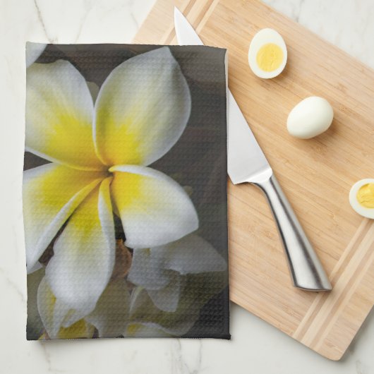 Bloemenfotografie, gele plumeria bloem theedoek (Quarter Fold)