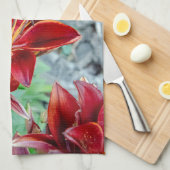 Bloemenfotografie, Red Stargazer Lily Theedoek (Quarter Fold)