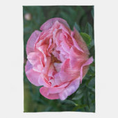 Bloemenfotografie, roze pioenbloem theedoek (Verticaal)