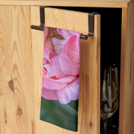 Bloemenfotografie, roze pioenbloem theedoek