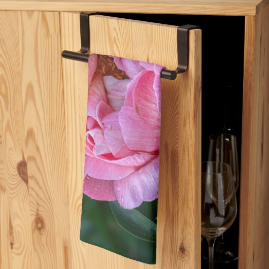 Bloemenfotografie, roze pioenbloem theedoek (Derde Gevouwen)