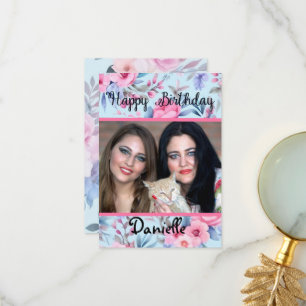 bloemenfotokaart Happy Birthday kaart voor haar