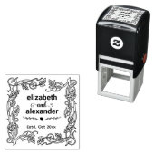 Bloemenframe Bruid Bruidegom Namen Trouwkoppel Zelfinktende Stempel (In situ)