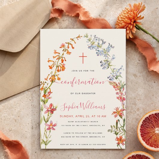Bloemengarconfirmantiewildbloemen Aquarel Kaart