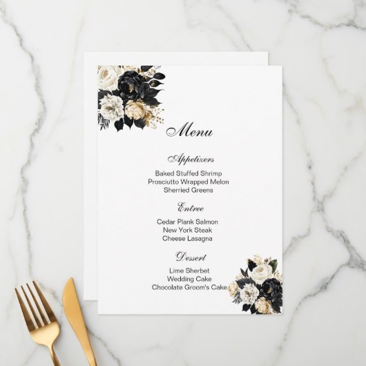 Bloemengastlijstkaart Menu (Voorkant / Achterkant in situ)