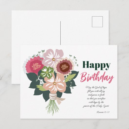 Bloemengeboortebloemstuk Briefkaart (Voorkant / Achterkant)