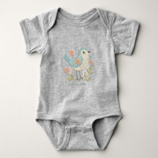Bloemengeborduurde baby-body in het groen Little B Romper