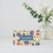 Bloemengeel boho aquarel bloemen visitekaartje (Staand voorkant)