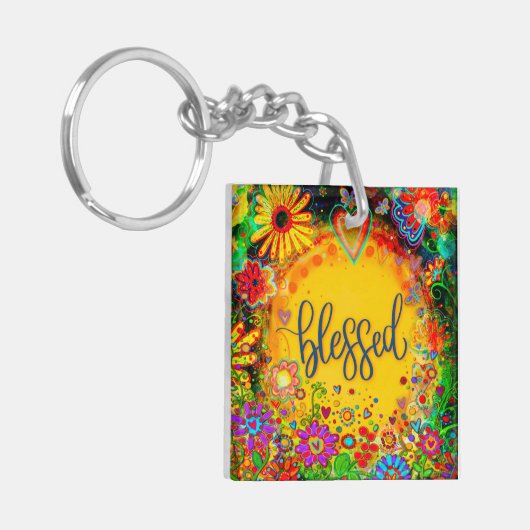  bloemengeel gezegende inspirativiteit sleutelhanger (Voorkant Links)