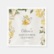 Bloemengeel Groene Theepartij Baby Shower Papier