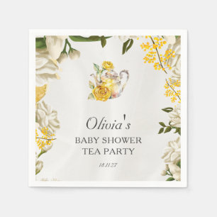 Bloemengeel groene theepartij baby shower papier servet
