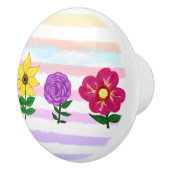 Bloemengeel roze Paarse Waterverf strepen Keramische Knop (Rechts)