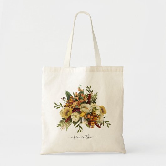 Bloemengeel Terracotta Botanische Gepersonaliseerd Tote Bag (Voorkant)