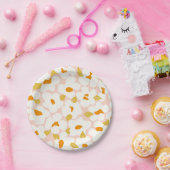 Bloemengekheid Roze Wit Papieren Bordje (Feest)