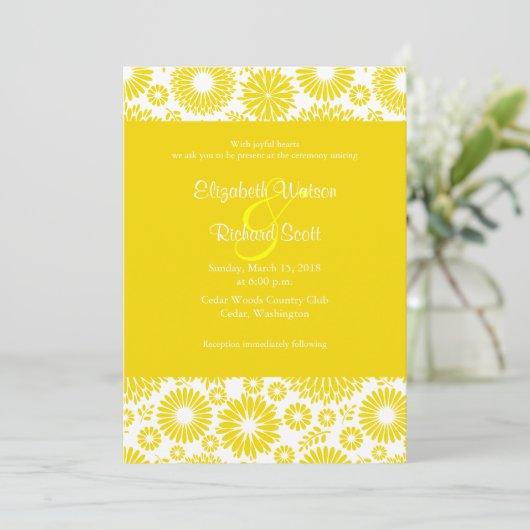  bloemengele bruiloft uitnodiging (Staand voorkant)