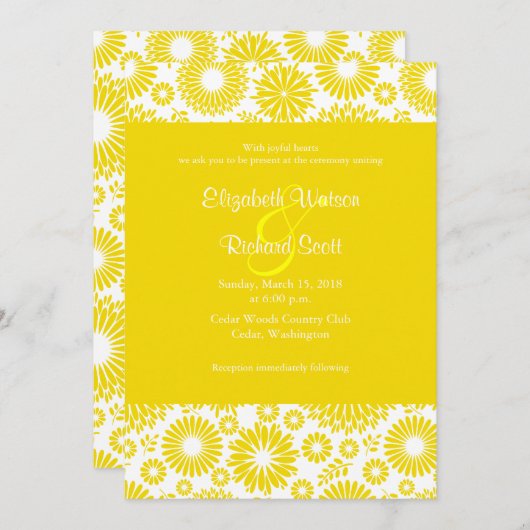  bloemengele bruiloft uitnodiging (Voorkant / Achterkant)