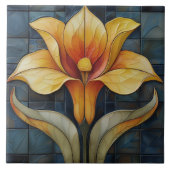 Bloemengele Lily Art Deco Tegeltje (Voorkant)