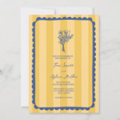 Bloemengele streep geschulpte grens bruiloft kaart (Voorkant)