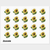 Bloemengele Zonnebloem  Bloemenbruiloft Ronde Sticker (Vel)