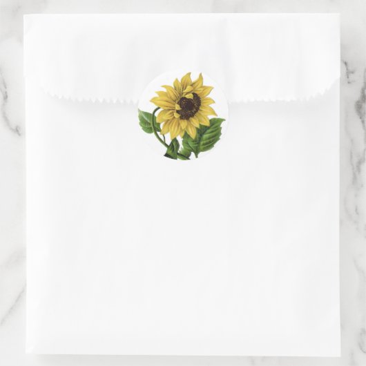 Bloemengele Zonnebloem  Bloemenbruiloft Ronde Sticker (Tas)
