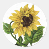Bloemengele Zonnebloem  Bloemenbruiloft Ronde Sticker (Voorkant)
