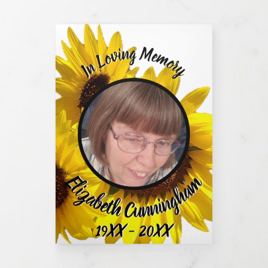 Bloemengele zonnebloemen vijf foto gedenkteken drieluik aankondiging (Cover)