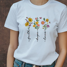 Bloemengeloof, hoop, liefde | Christelijk T-shirt