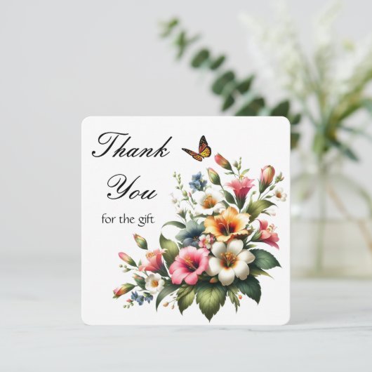 Bloemengeschenk met hibiscus bedankkaart (Staand voorkant)