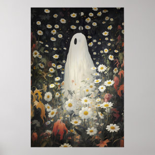 Bloemengestportretprint, vintage gotische olie poster