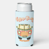 Bloemengevoel Groovy Hippy Van Pop Art 60s 70s Seltzer Blikjeskoeler (Seltzer Voorkant)