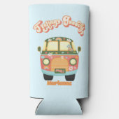 Bloemengevoel Groovy Hippy Van Pop Art 60s 70s Seltzer Blikjeskoeler (Achterkant)
