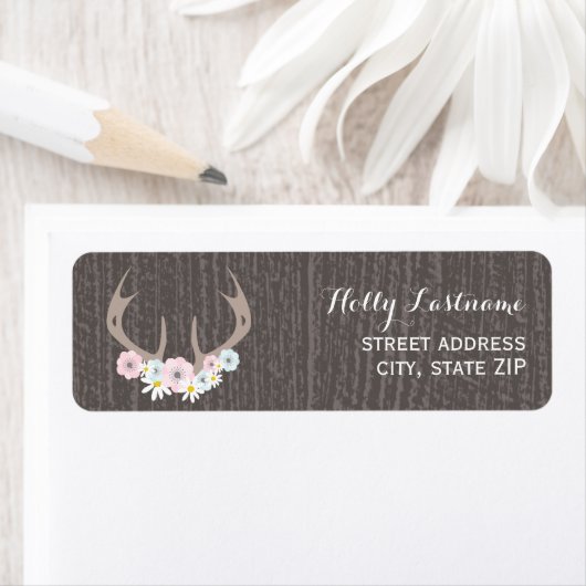 Bloemengewei + Barnwood Adreslabel Etiket (Insitu)