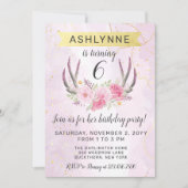 Bloemengewei & Blush Roze Goud Marmer Verjaardag I Kaart (Voorkant)