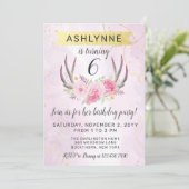 Bloemengewei & Blush Roze Goud Marmer Verjaardag I Kaart (Staand voorkant)