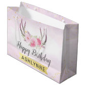 Bloemengewei Blush Roze & Goud Meisje's Verjaardag Groot Cadeauzakje (Voorkant Gekanteld)