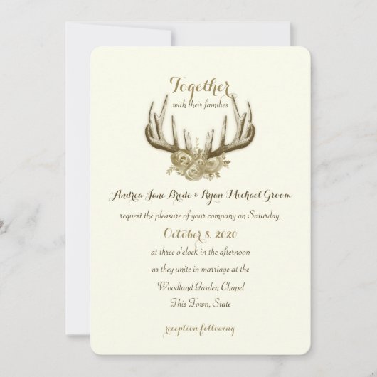 Bloemengewei Elegant Woodland bruiloft Kaart (Voorkant)