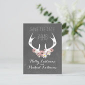 Bloemengewei + krijtbord geïnspireerd Save the Dat Aankondigingskaart (Staand voorkant)