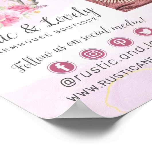 Bloemengewei Roze Goud Marmer 4-foto Marketing Poster (Hoek)