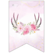 Bloemengewei Roze Party Garland Verjaardagsdecor Vlaggetjes (Eerste vlag)