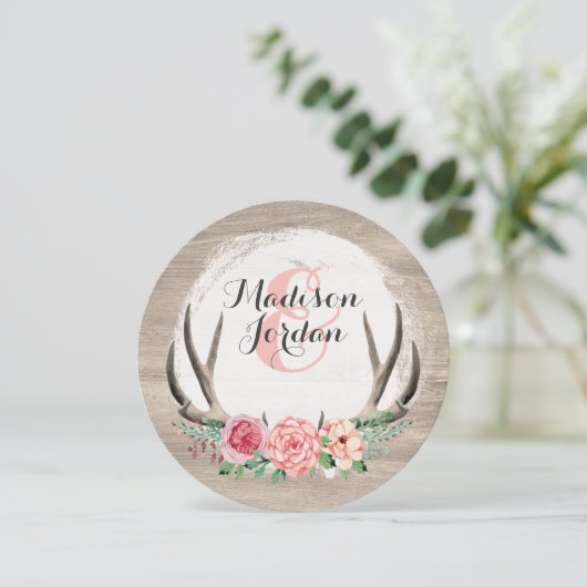 Bloemengewei rustieke bruiloft gepersonaliseerd Ca Kaart (Staand voorkant)