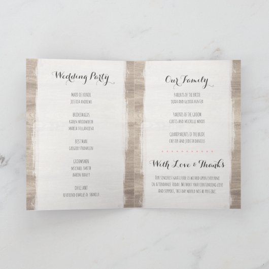 Bloemengewei rustieke bruiloft programma (Binnen)