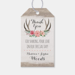 Bloemengewei Rustieke Houten Huwelijks Dankjewel Cadeaulabel