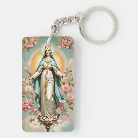  Bloemengezegende Moeder Maria Katholiek Keycha Sleutelhanger (achterkant)