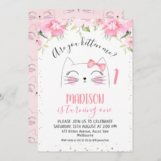 Bloemengezichtje van een katje Is jouw katje mijn Kaart (Voorkant / Achterkant)