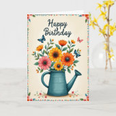 Bloemengietertje Verjaardagskaart Kaart (Gele Bloem)