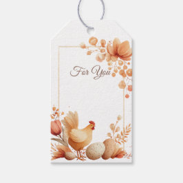 Bloemengiftkaart Voor Jou met Kipillustratie Cadeaulabel